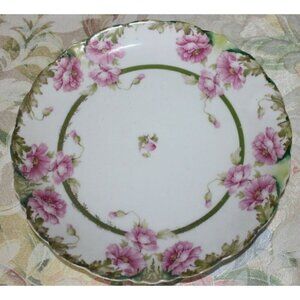 Jaeger & Co J & C Malmaison Germany Pink White Green Gold Scallop Floral Plate